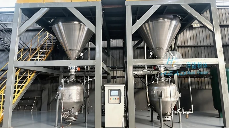 Pemindahan serbuk semen dengan tekanan positif menggunakan sistem pneumatik Pemindahan serbuk semen dengan tekanan positif menggunakan sistem pneumatik